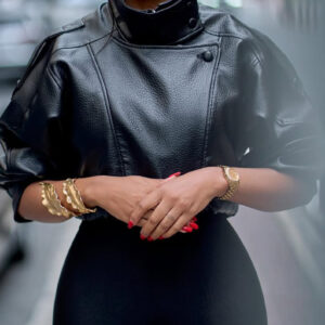 Women’s Cropped Faux Leather Jacket