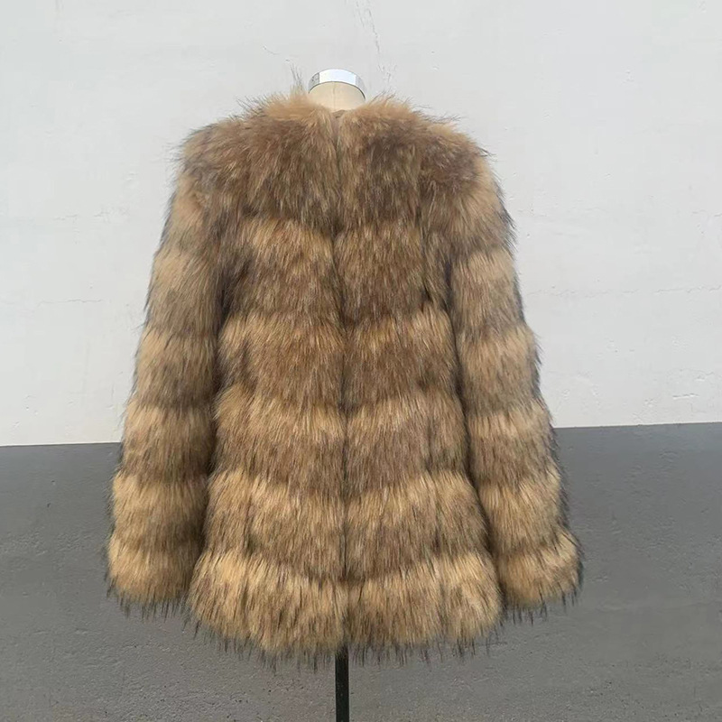 2064be12-8446-4ad1-b821-5abf1a6ad52d.jpg Women’s Faux Raccoon Patchwork Fur Coat - Image 5