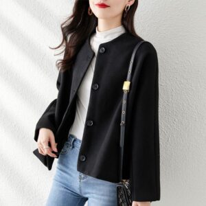 Solid-color Wool Coat For Women