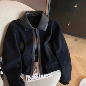 Women’s Black Patchwork Short Jacket