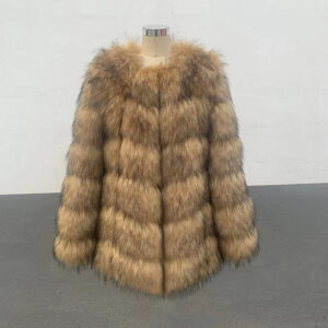 Women’s Faux Raccoon Patchwork Fur Coat