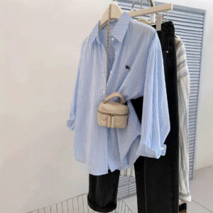 Versatile Women’s Casual Blue-Striped Top